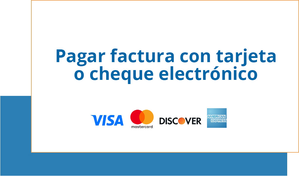 Pagar factura con tarjeta o cheque electrónico