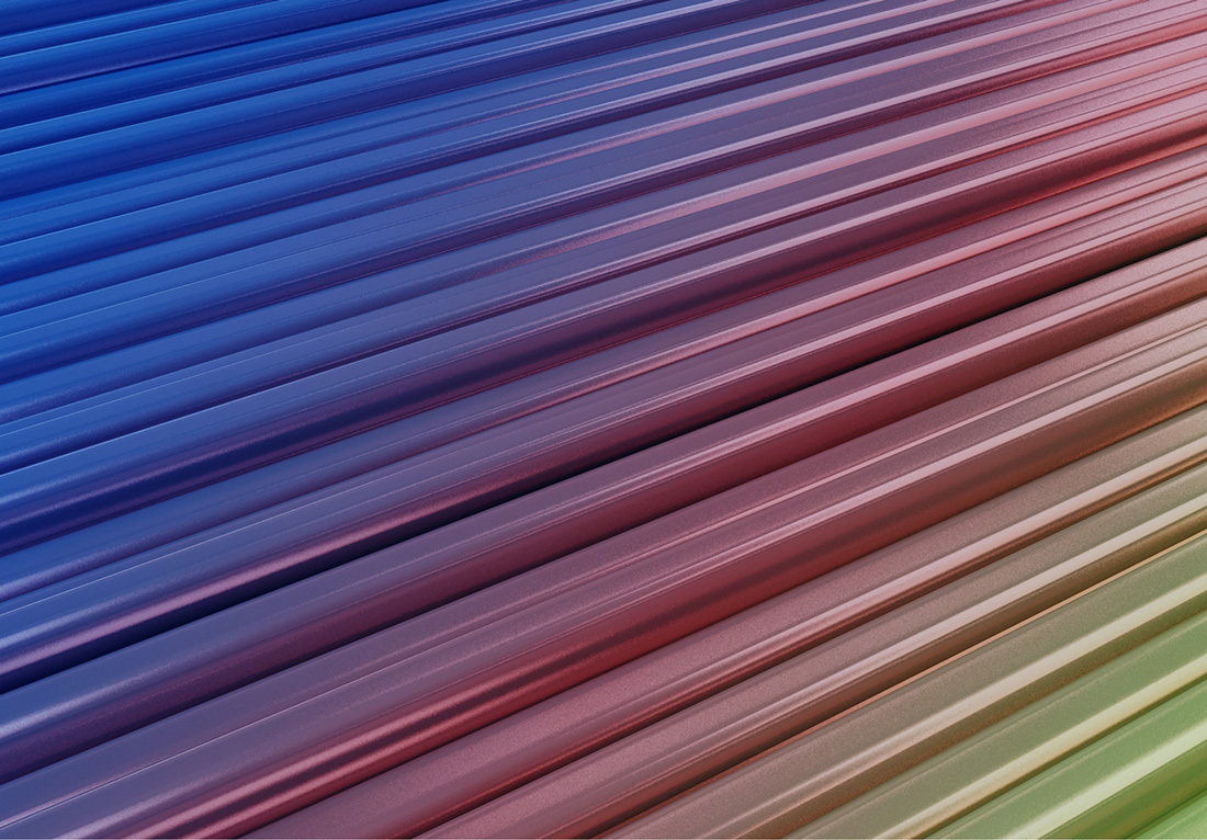 A vibrant, high-resolution image displaying a spectrum of colors arranged in diagonal lines that transition smoothly from a deep blue at the top left corner to a rich green at the bottom right corner, creating a visually striking gradient effect.